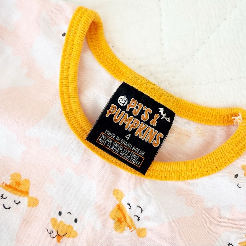 4 PJs and Pumpkins Girl Ghost Print Pajama Set Halloween - Picture 2 of 5